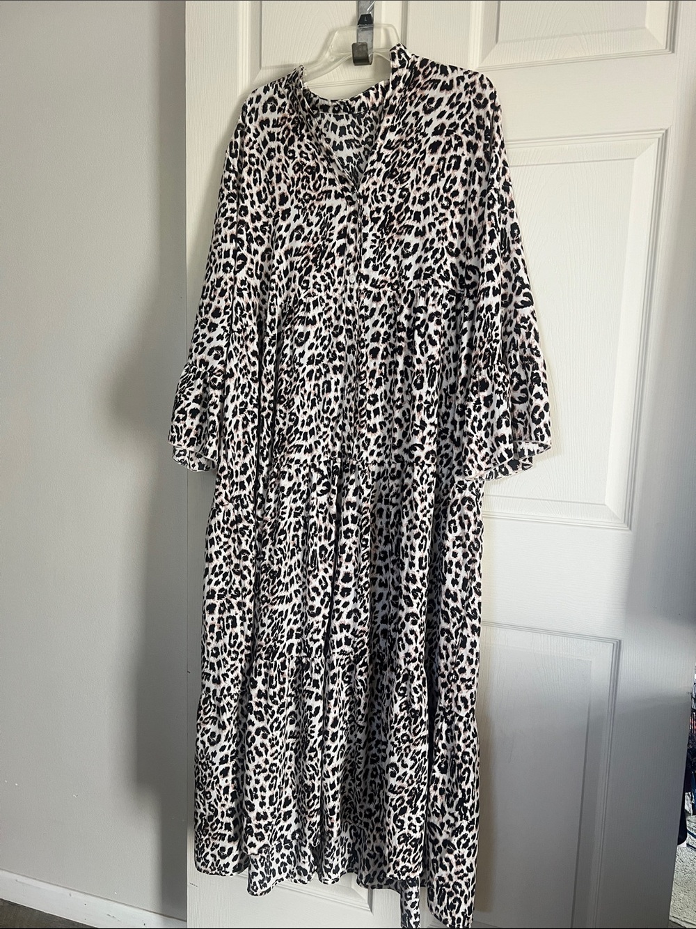 Black & White Leopard Print Maxi Dress